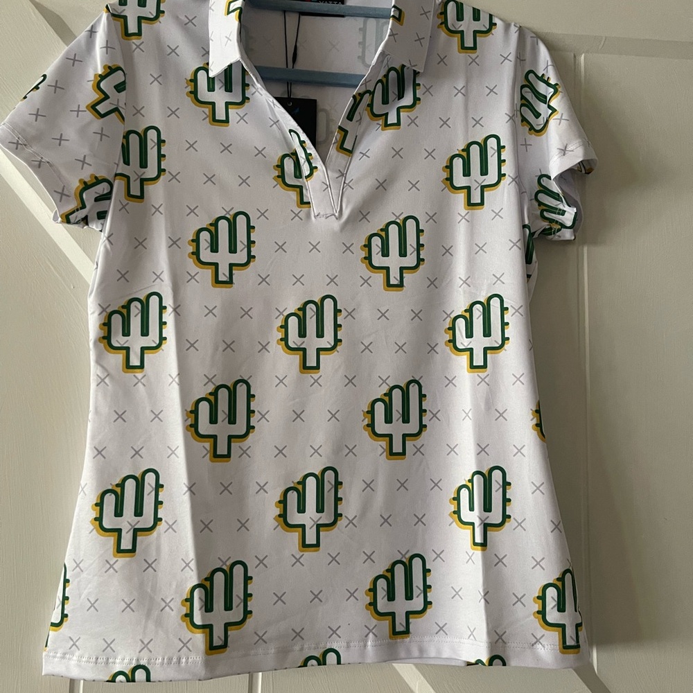 Cactus Print Womens Golf Polo Shirt.  Yatta brand.  New w/tags.  Size S